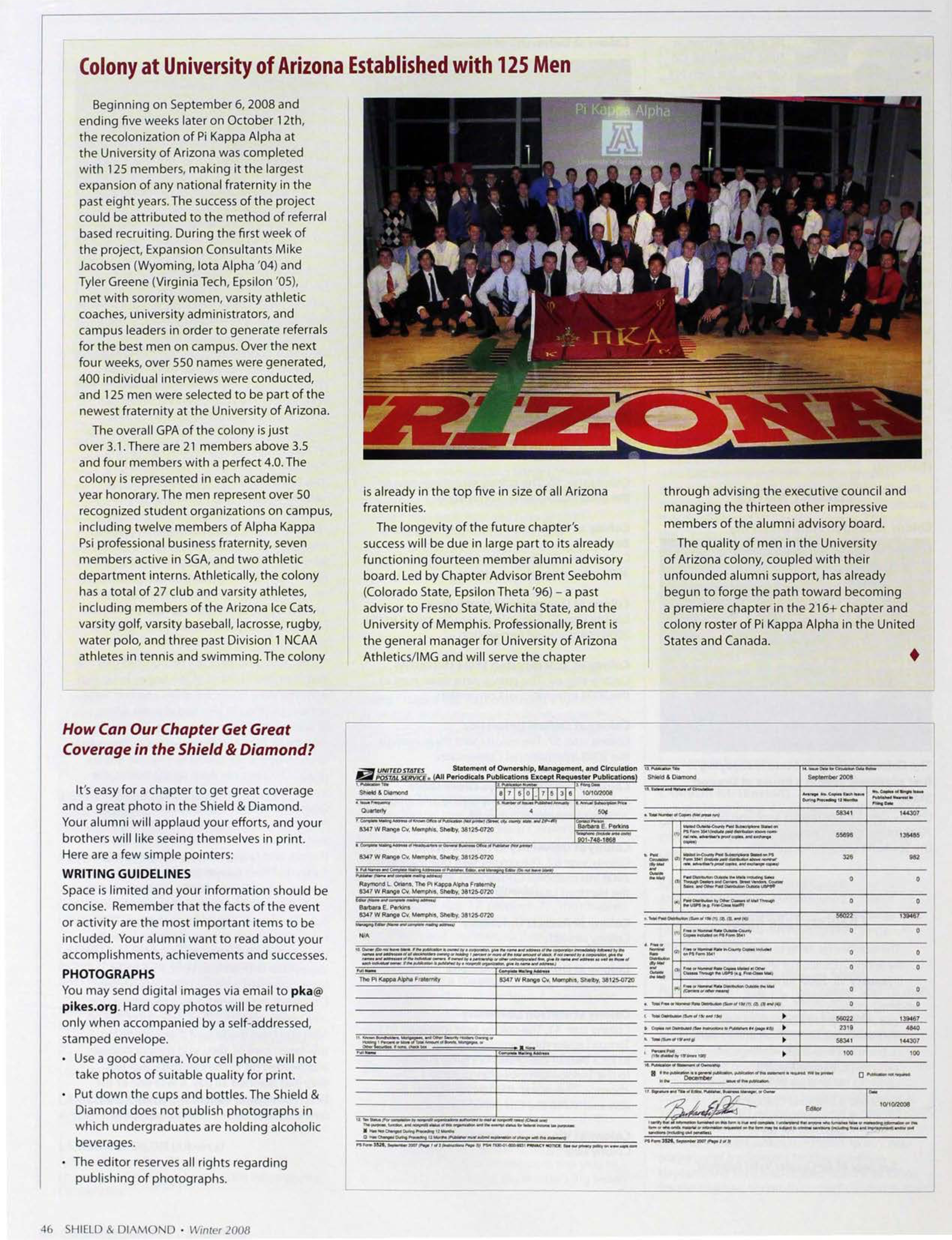 Statement of Ownership, Management and Circulation Form, Winter 2008